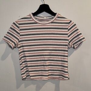 Striped Ribbed Women's Cropped Top Size Small